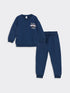 LC Waikiki Crew Neck Printed Baby Boy Sweatshirt and Trousers 2-Pack Set
